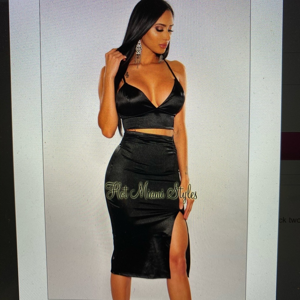 Black Skirt & Crop Top Set